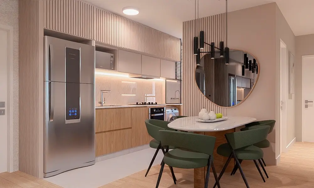 Cozinha integrada — apartamento decorado do Bliss Cuore
