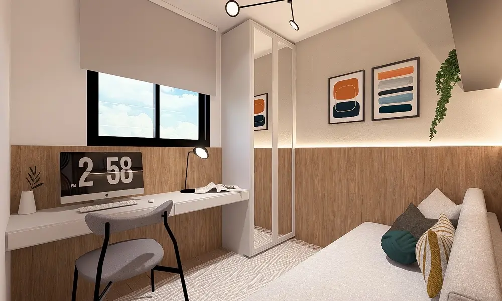 Quarto com escritório — apartamento decorado do Bliss Cuore