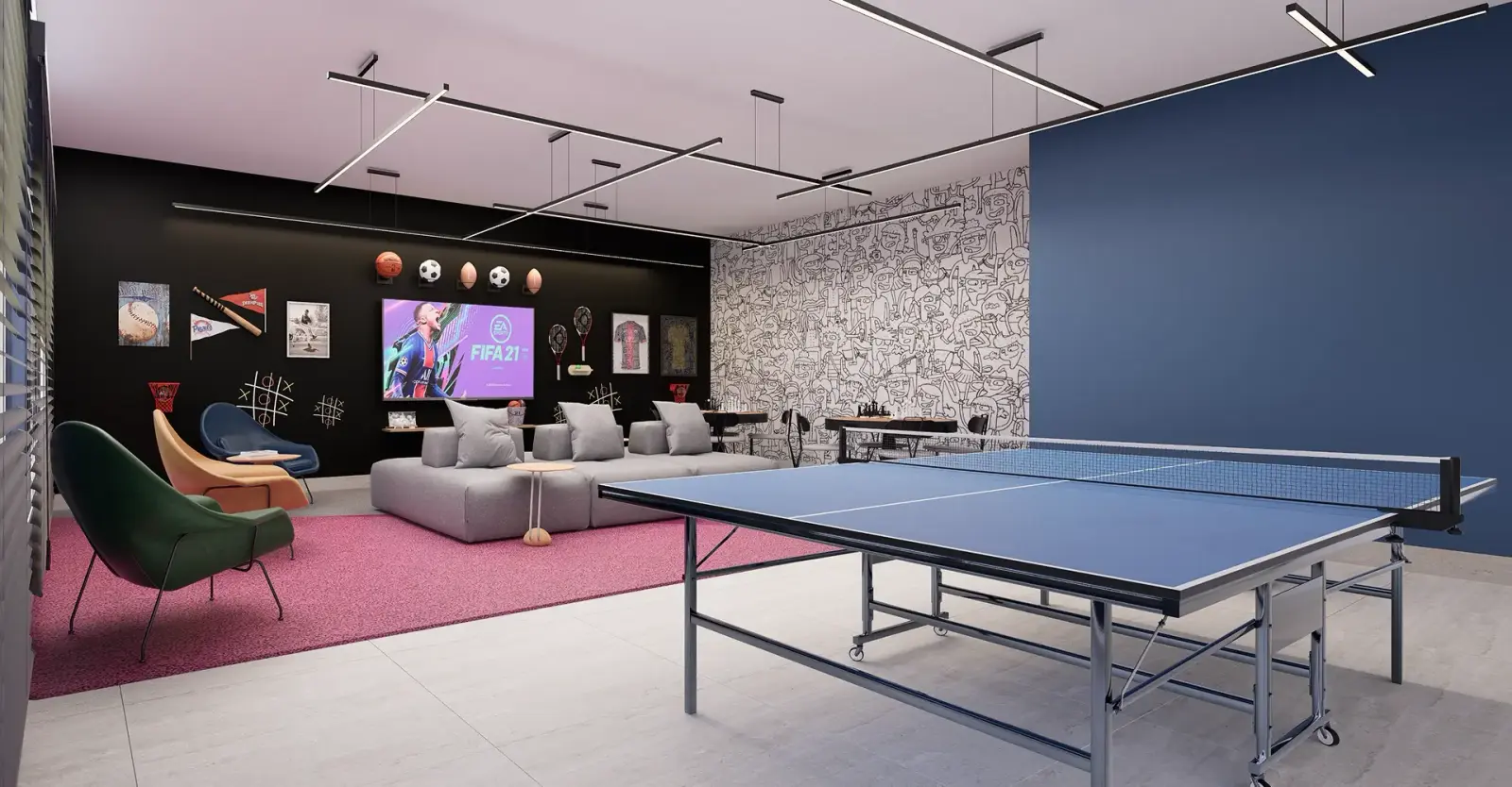 Espaço Games — ping-pong e videogames para a turma